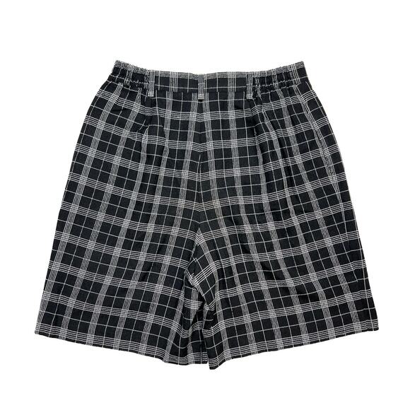 Savion Vintage High Rise Plaid Shorts Black White Wide Leg Women's 10 Preppy 90s - Picture 5 of 8
